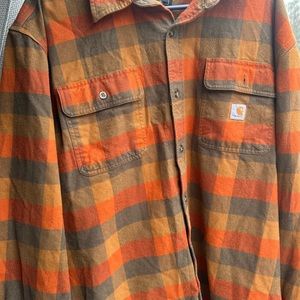 Carhartt Mens Loose Fit Thick Heavyweight Flannel Long-Sleeve Plaid Shirt XL